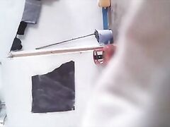 Brahman hindu Indian bhabhi stripping naked by taking off her undies showing big ass cheeks and then entering the shower, taking shower and filmed by her own husband and big boobs getting wet.